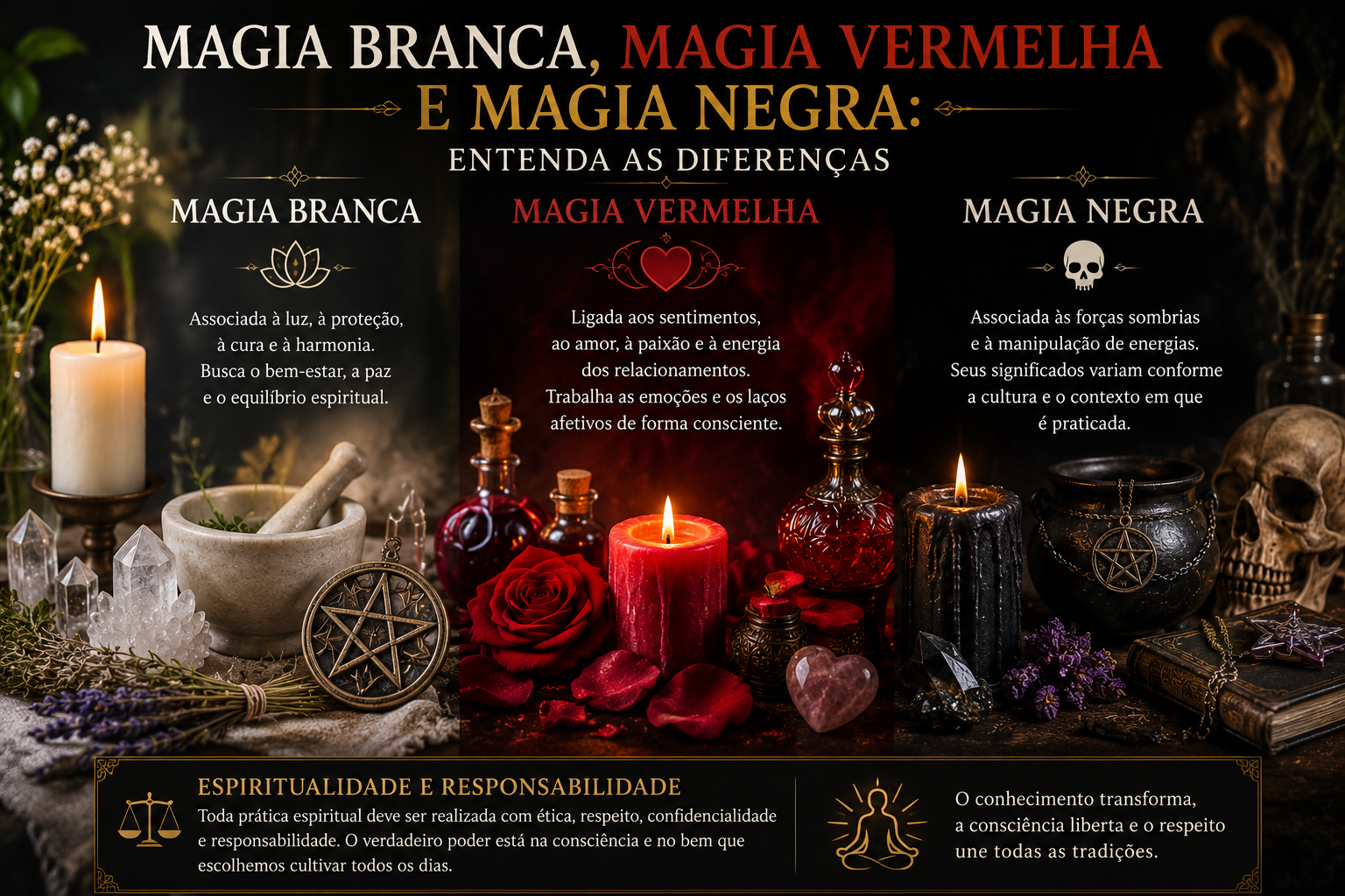 Magia Branca, Magia Vermelha e Magia Negra: Entenda as Diferenças